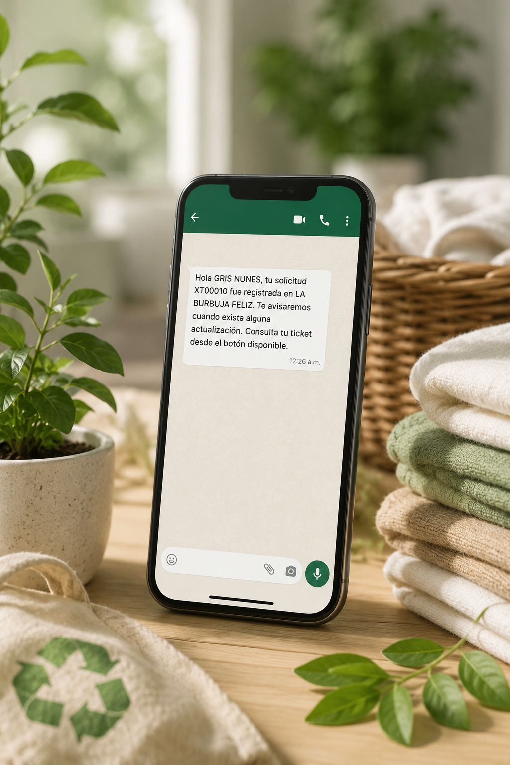 Placeholder de una pantalla de WhatsApp para la sección WhatsApp + Lavandia
